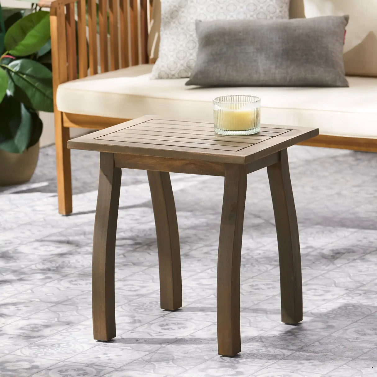 Kinesis - Outdoor Side Table With Slatted Top And Wood Frame - Best Buy Furniture