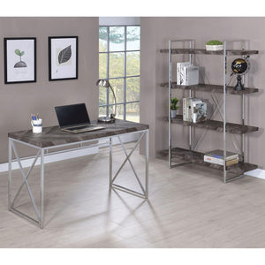 Herringbone - Bookcase With Full Length Shelf - Gray