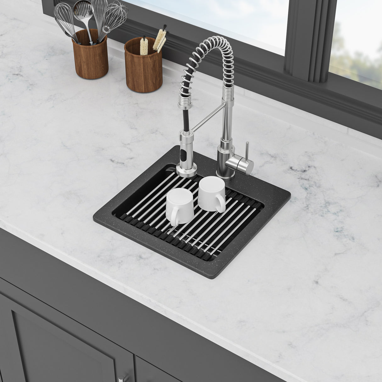 Quartz Drop-In Topmount Bar Sink - 15" x 15" x 9.65"