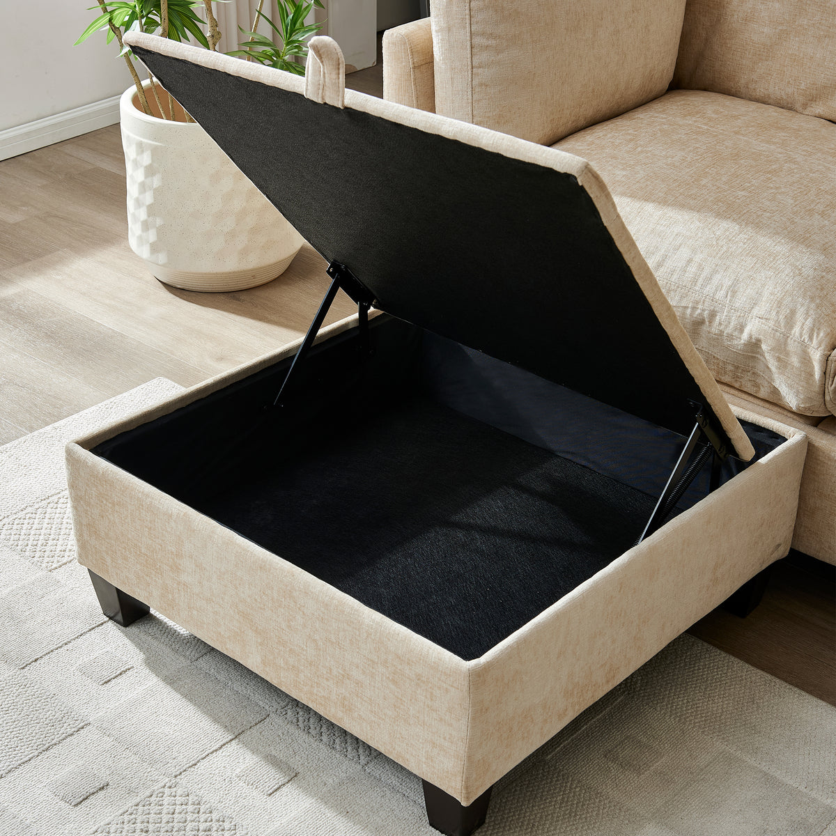 96.5" L Shape Sectional Couch with Ottoman
