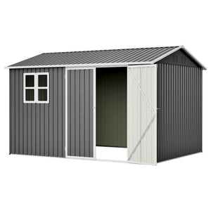10'x8' Oversized Steel Storage Shed with Window and Lockable Doors