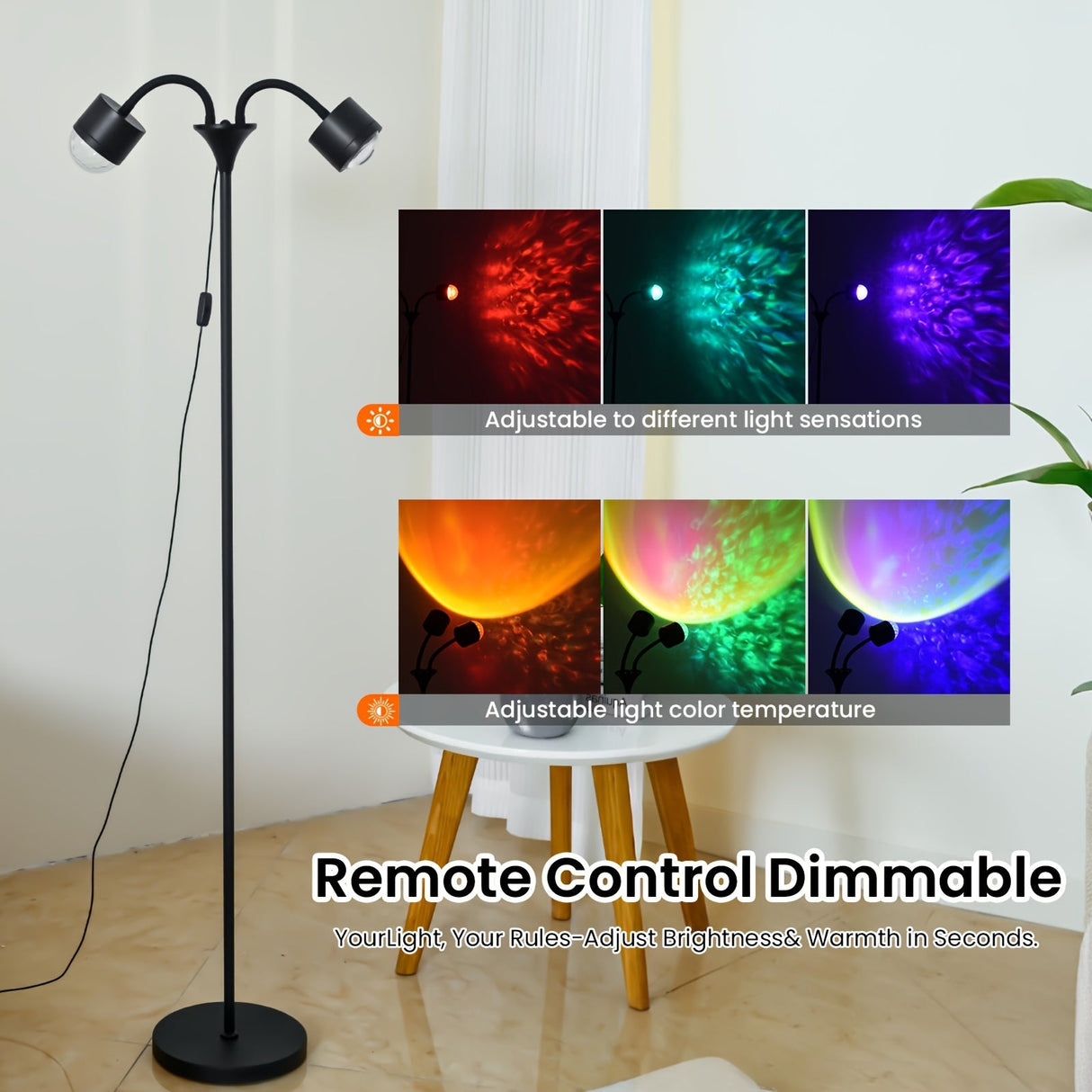 Sunset Ocean Wave Projector – Double RGB Mood Lamp with 360° Rotation & DIY Color