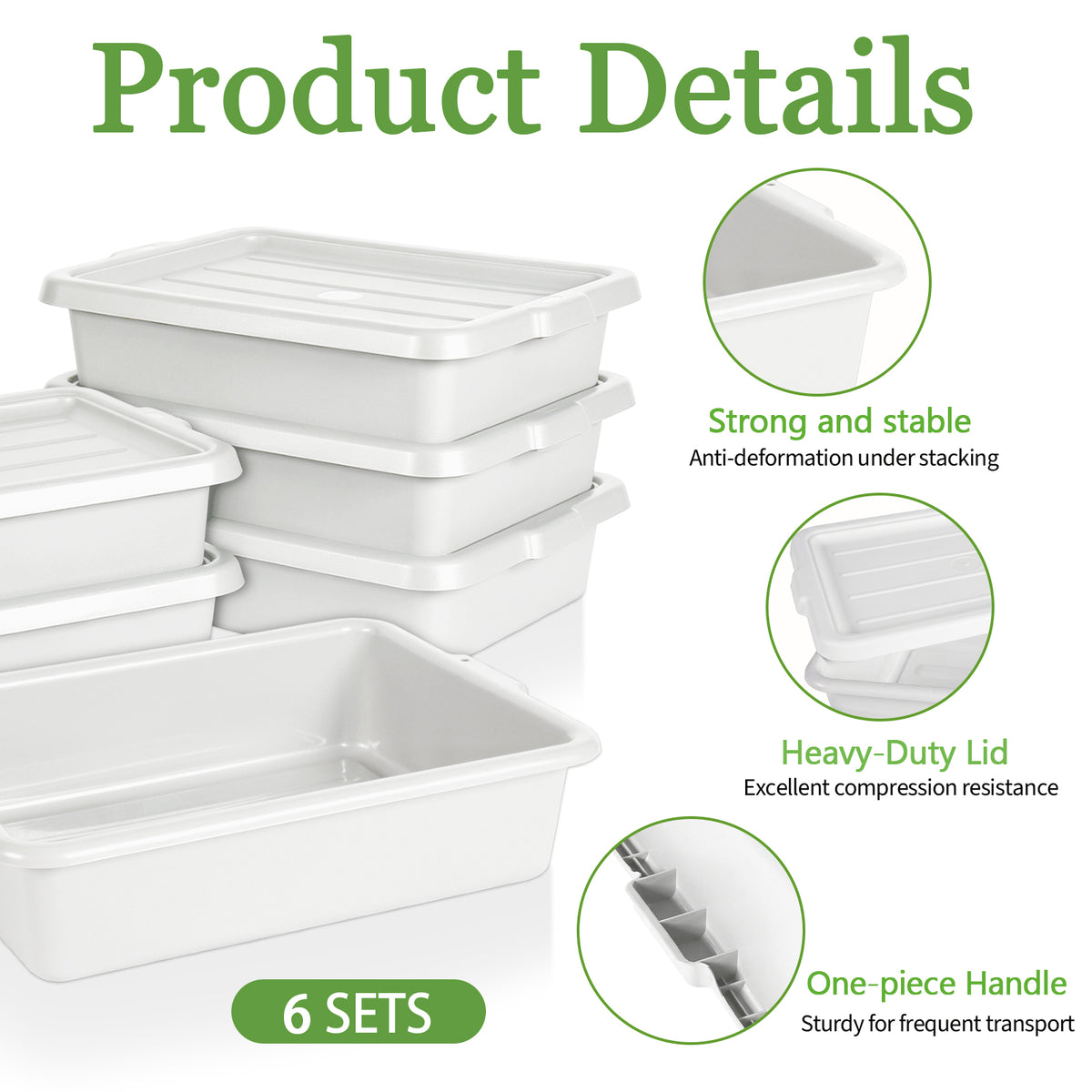 Commercial Meat Tubs with Lids - 6-Pack