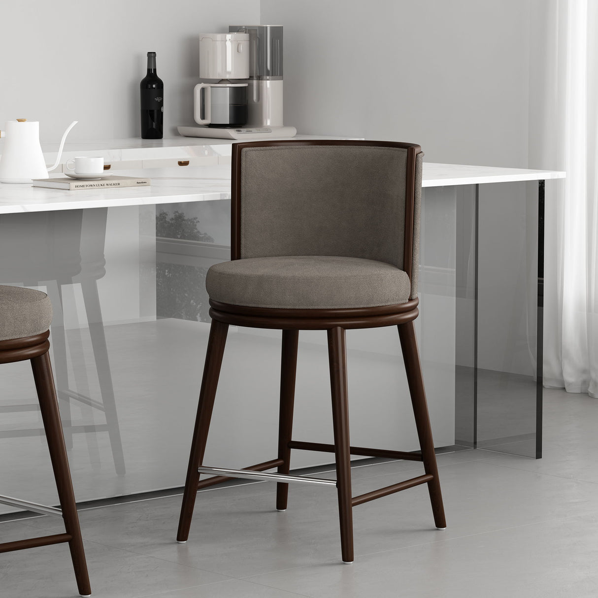 Evalyn Dove - Counter Stool - Griege