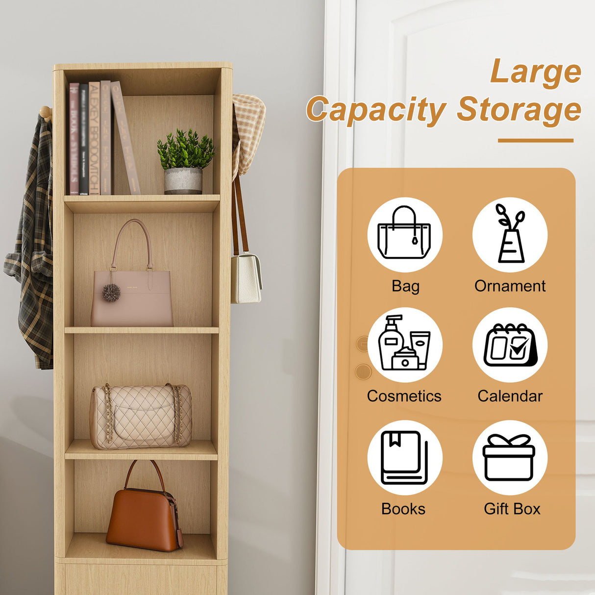 360° Rotating Makeup Cabinet With Full Length Mirror