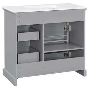 36" Bathroom Vanity With Sink, 2 Tip-Out Drawers, Soft Close Hinges
