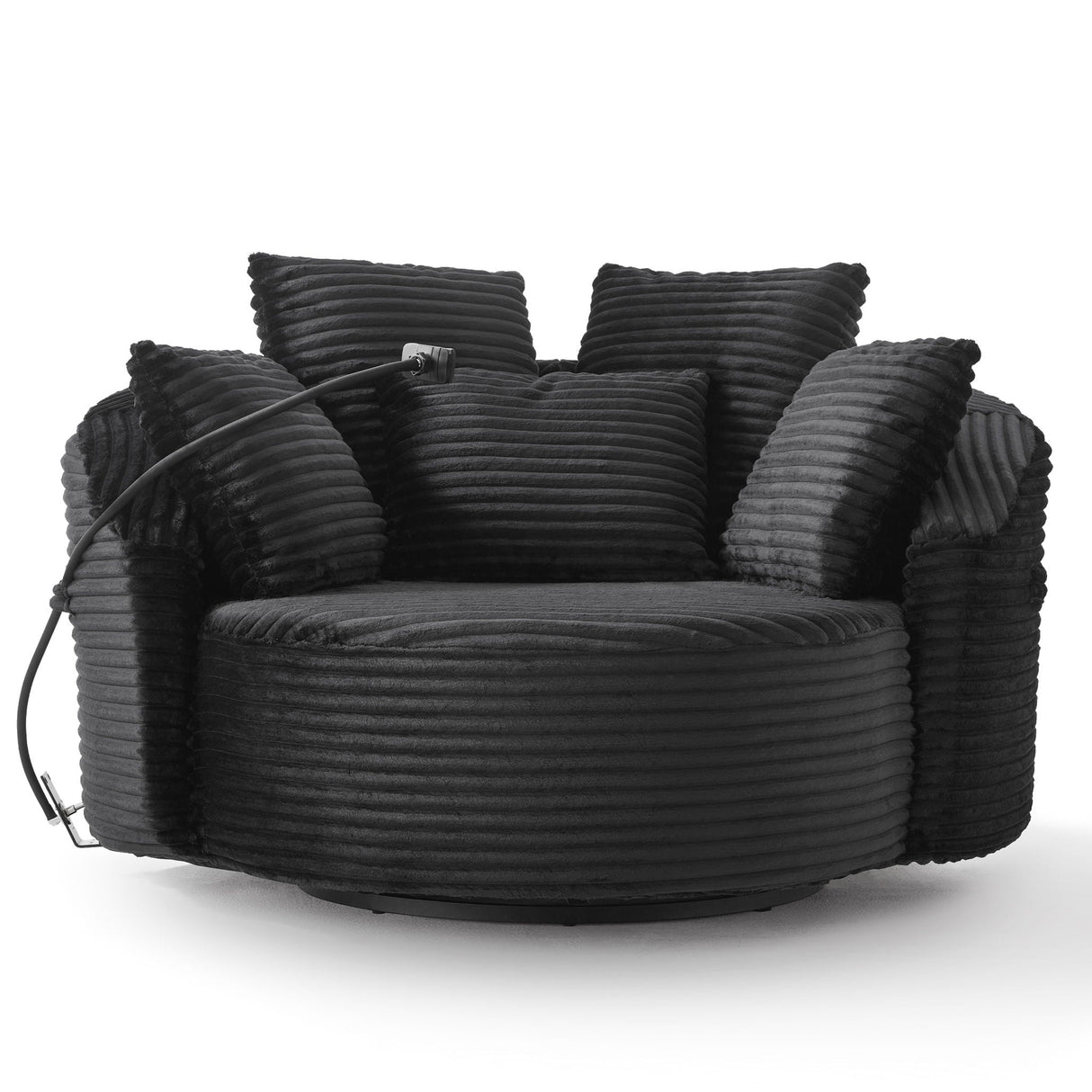 Swivel Accent Barrel Chair With Adjustable Phone Holder