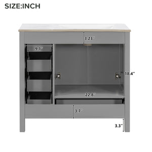 36" Gray Bathroom Vanity with Ceramic Sink Combo