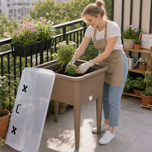 Raised Garden Bed with Ventilated Transparent Greenhouse Lid