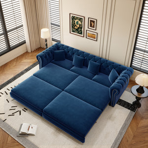 Chesterfield 3-in-1 Pull-Out Sofa Bed, Convertible Sleeper Sofa