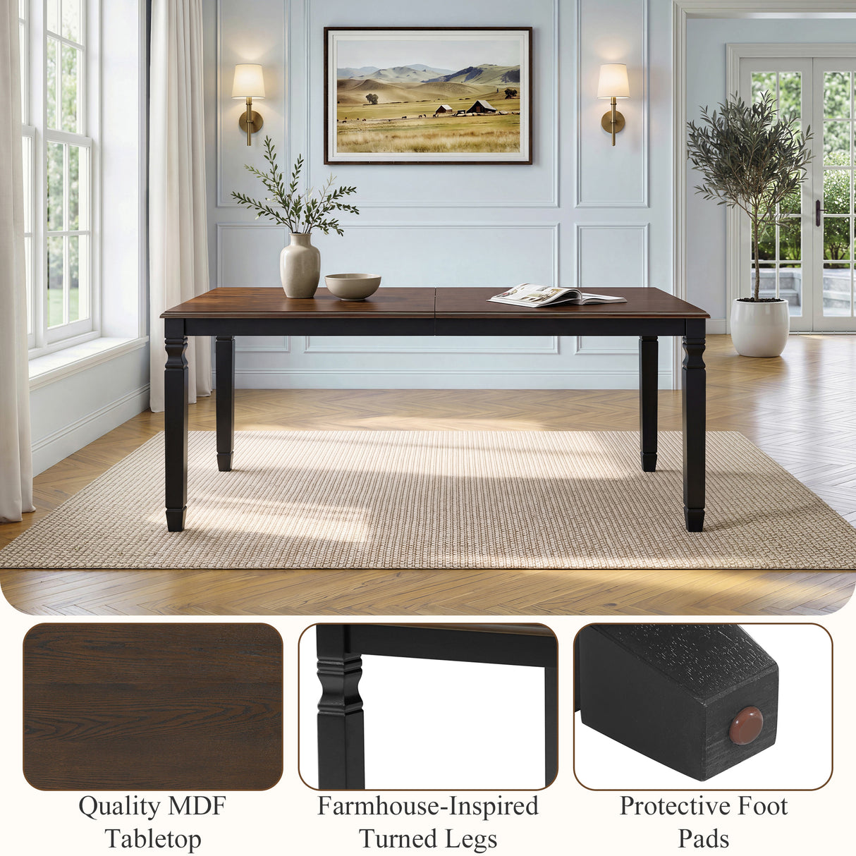 59"-77" Extendable Dining Table for 4–6 People