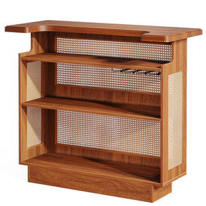 47.24 Inches Farmhouse Rattan Bar Unit