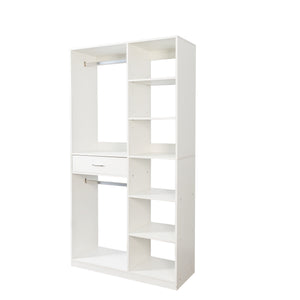 Freestanding Closet System with 6 Open Shelves and 2 Hanging Rods