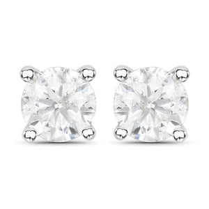 1.02 Carat Genuine White Diamond 14K White Gold Earrings