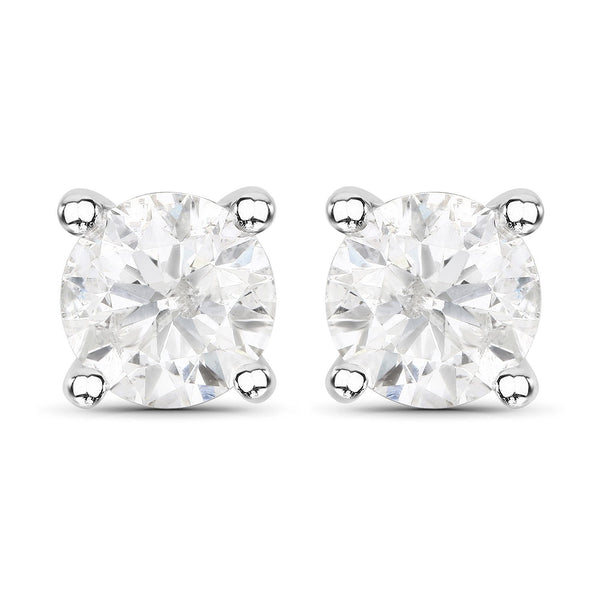 1.02 Carat Genuine White Diamond 14K White Gold Earrings
