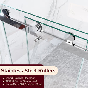56"-60"W x 80"H Frameless Double Sliding Shower Door