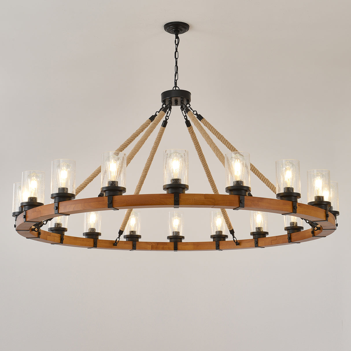 18-Light Rustic Wagon Wheel Chandelier