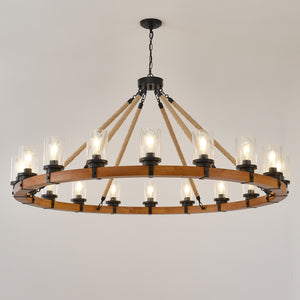 18-Light Rustic Wagon Wheel Chandelier