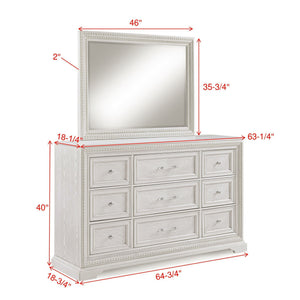 6 Drawer Storage Dresser Antique Wooden Bedroom Furniture - Antique White