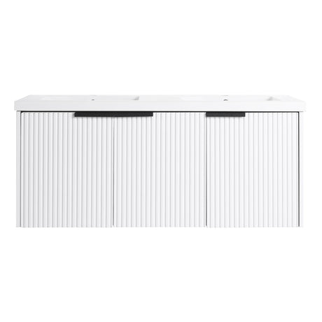 Contemporary Wall Mounted Bathroom Vanity With Resin Double Sink