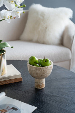 D6x6" Round Marble Pedestal Bowl