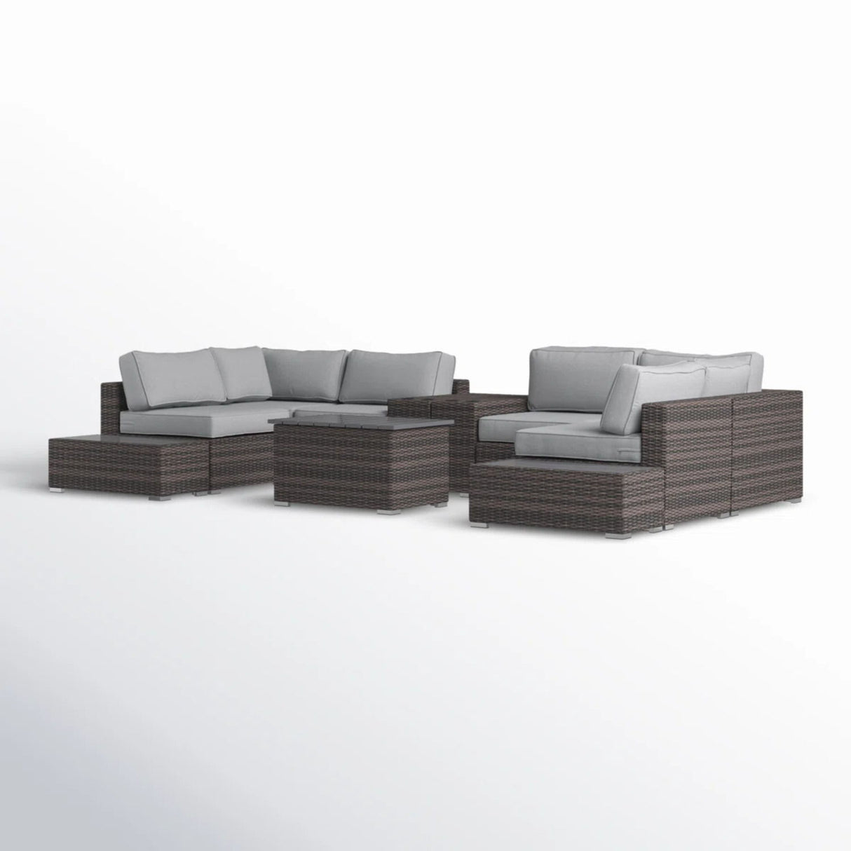 Wicker Sectional Seating Group With Cushions