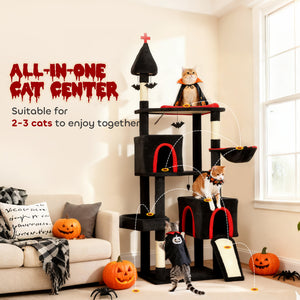 PawHut Gothic Cat Tree - 78" Extra Tall Cat Tower for Indoor Kittens