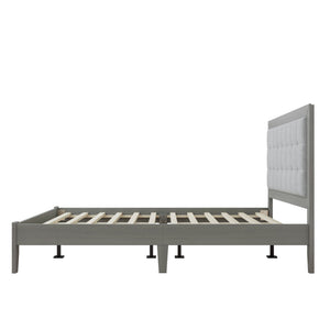 Mid Century Modern Platform Bed With Upholstered Headboard