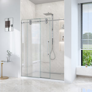 56-60"W x 72"H Frameless Sliding Shower Door – Clear Tempered Glass