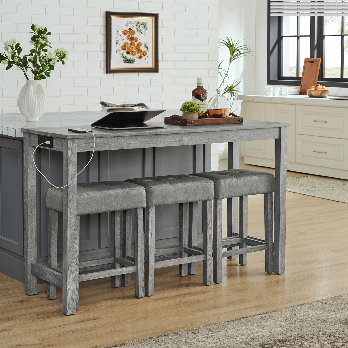 59 Inch Bar Table and Chair Set
