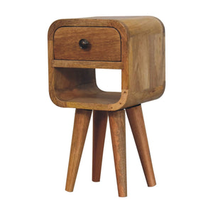 Solid Wood Extra Mini Oak-ish Curve Lower Bedside Table
