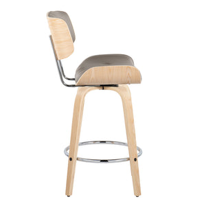 Lombardi - Mid Century Modern Fixed Height Counter Stool With Swivel With Round Footrest (Set of 2)