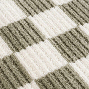 Kaysar Olive Green Checkered Washable Area Rug