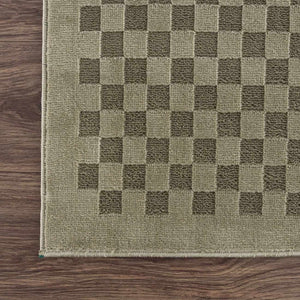 Gaiwan Olive Green Washable Area Rug