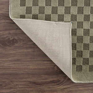 Gaiwan Olive Green Washable Area Rug