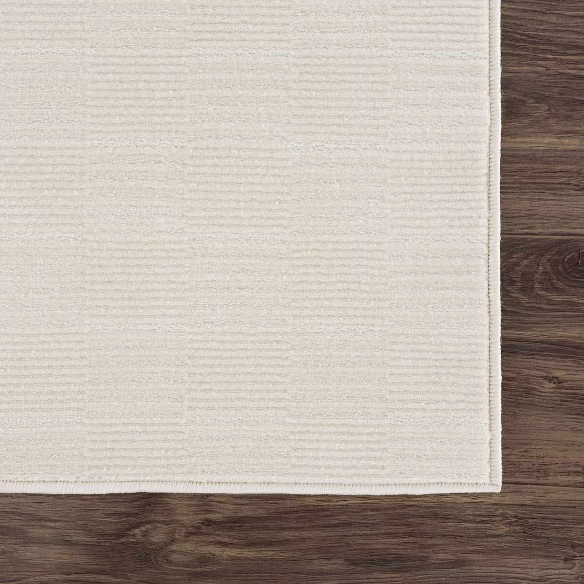 Kazuma Cream Checkered Washable Area Rug