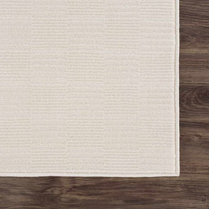 Kazuma Cream Checkered Washable Area Rug