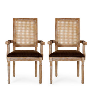 Elegant French Country Style Dining Chair With Cane Backrest