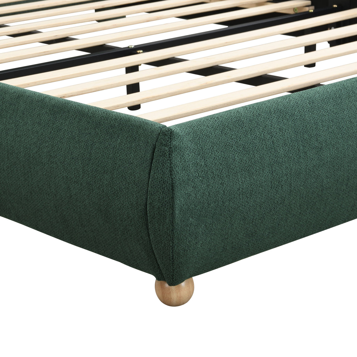 Upholstered Platform Bed Frame With Curved Headboard