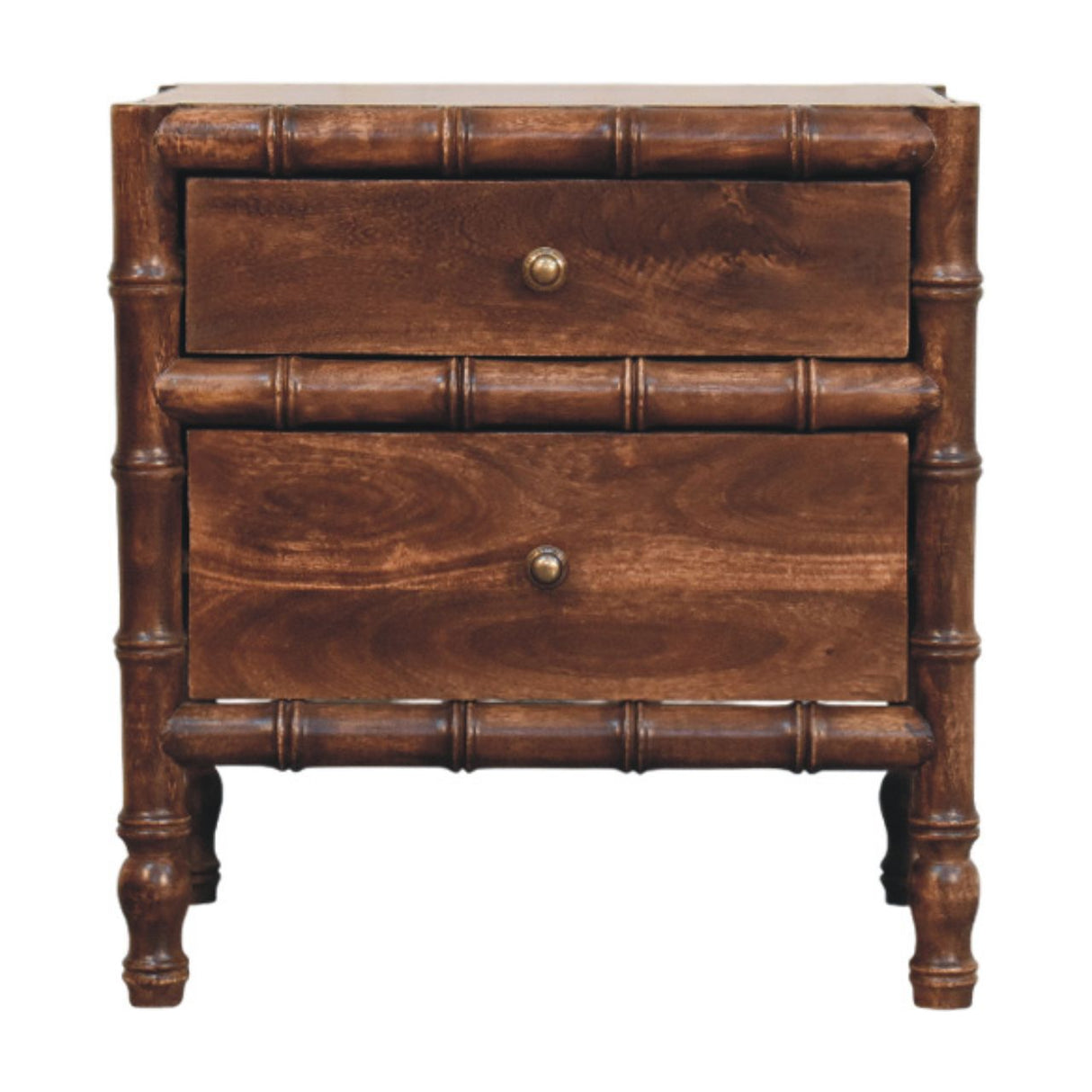 Solid Wood Bamboo Frame Nightstand in Roasted Almond