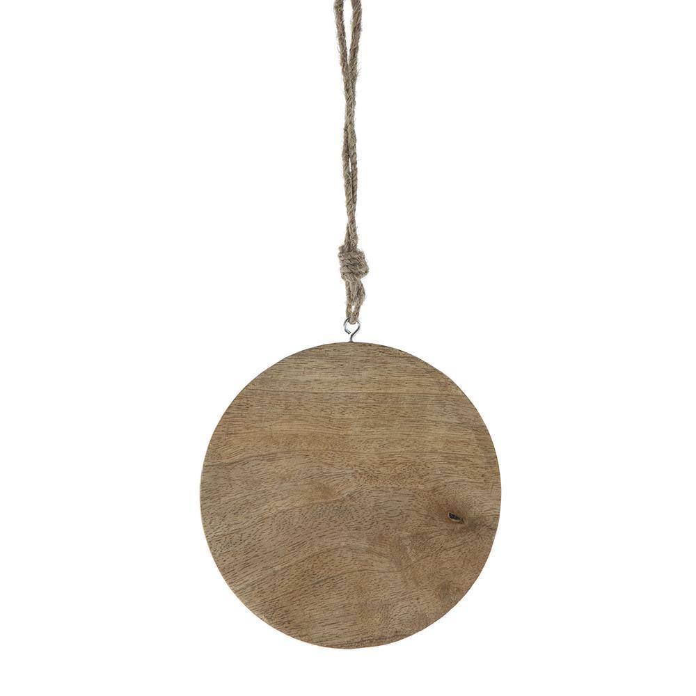 Wooden Hanging Circle With Snowflake Cut Christmas Ornaments (Set of 12)