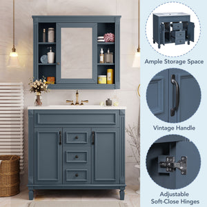 Bathroom Vanity With Top Sink, Mirror Cabinet, 2 Soft Closing Doors & 2 Drawers