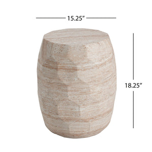 Travertine Lightweight Concrete Side Table For Indoor / Outdoor Use - Beige - Best Buy Furniture