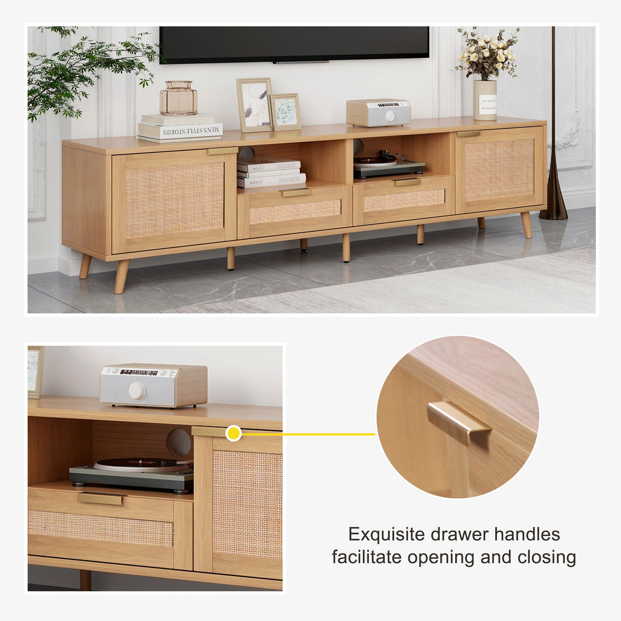 TV Stand, Media Console With Cable Management
