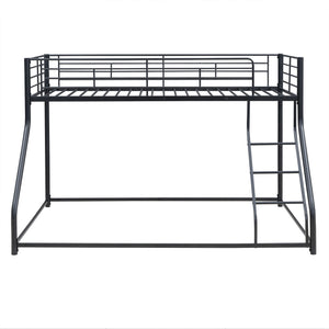 Metal Floor Bunk Bed With Sloped Ladder, Space Saving Design
