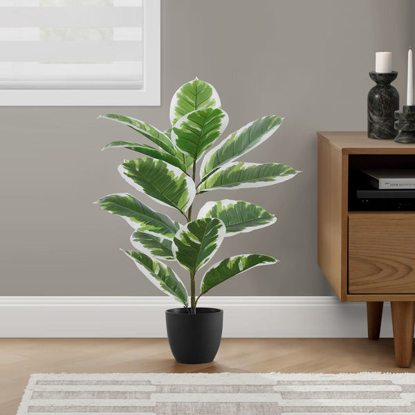 27" Tall, Artificial Plant, Rubber, Indoor, Faux, Fake, Table, Greenery, Potted, Real Touch, Decorative - Green / Black - Best Buy Furniture