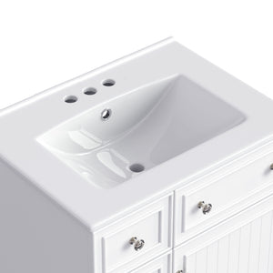 Transitional Style Bathroom Vanity Cabinet With Ceramic Sink