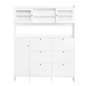On Trend Multifunctional Tipping Bucket Shoe Cabinet With Storage Shelf & 6 Flip Drawers