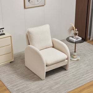 Modern Sherpa Upholstered Accent Chair, Comfortable Living Room Armchair, Lounge Chair For Bedroom, And Office
