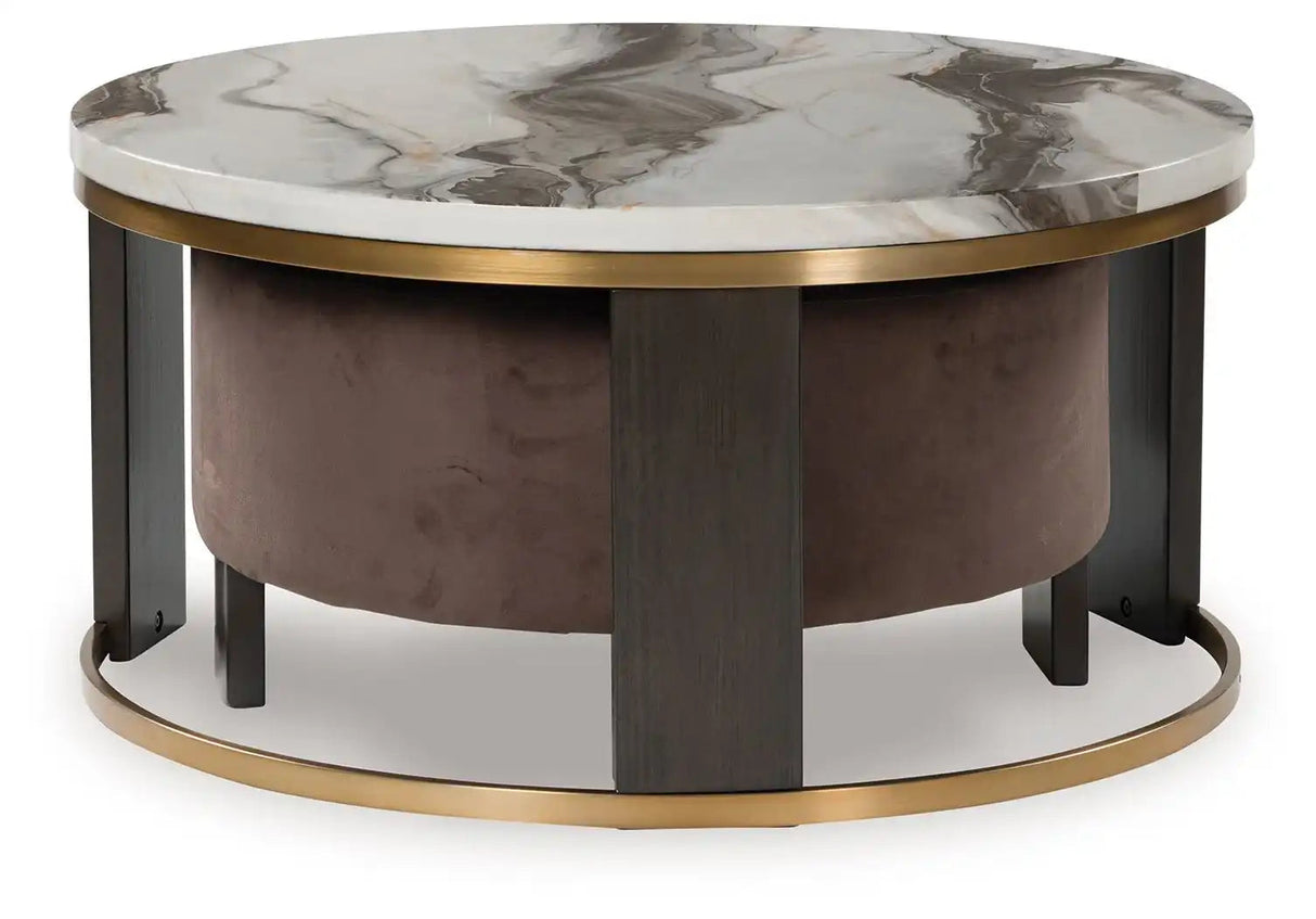 Jazmore - Nesting Cocktail Tables (Set of 2) - Brown / Brass Finish - Best Buy Furniture